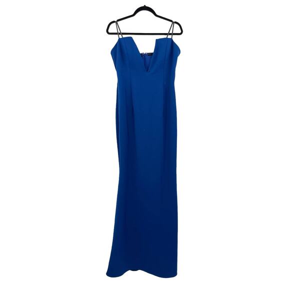 Katie May Dress Womens Large Crush Gown Ocean Blue Strapless Plunging V Neck NWT - Picture 1 of 9